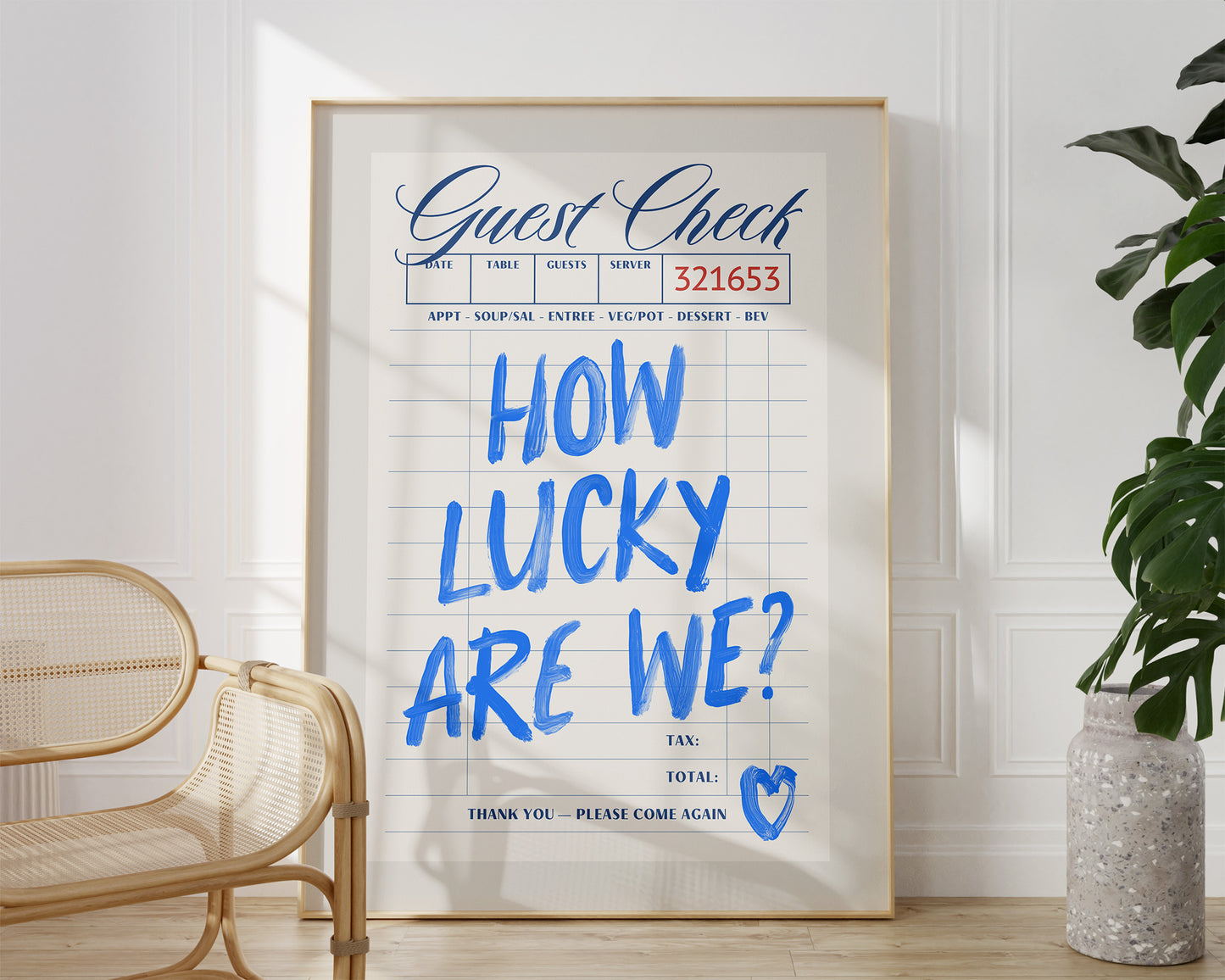 Blue How Lucky Are We Guest Check