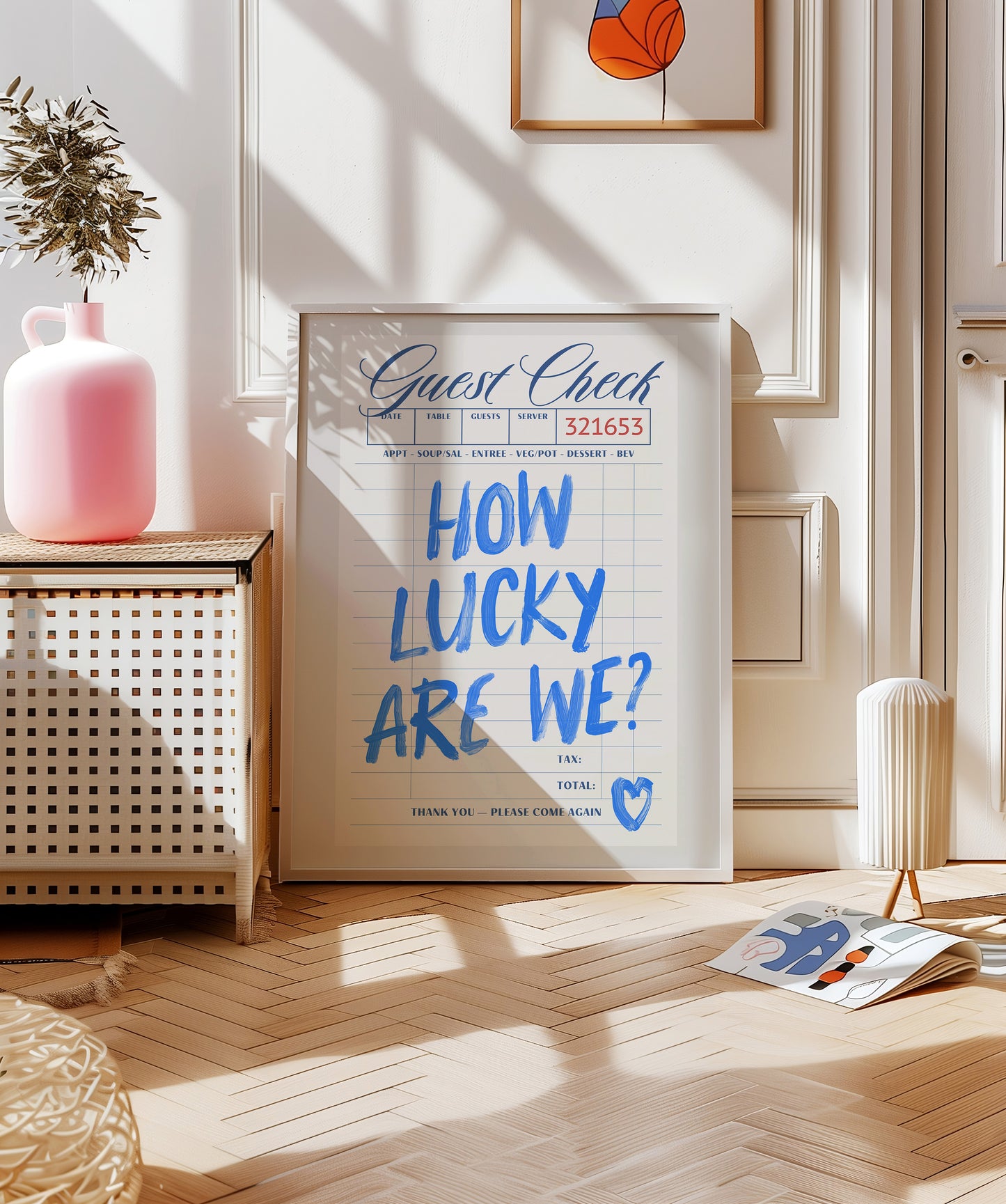 Blue How Lucky Are We Guest Check