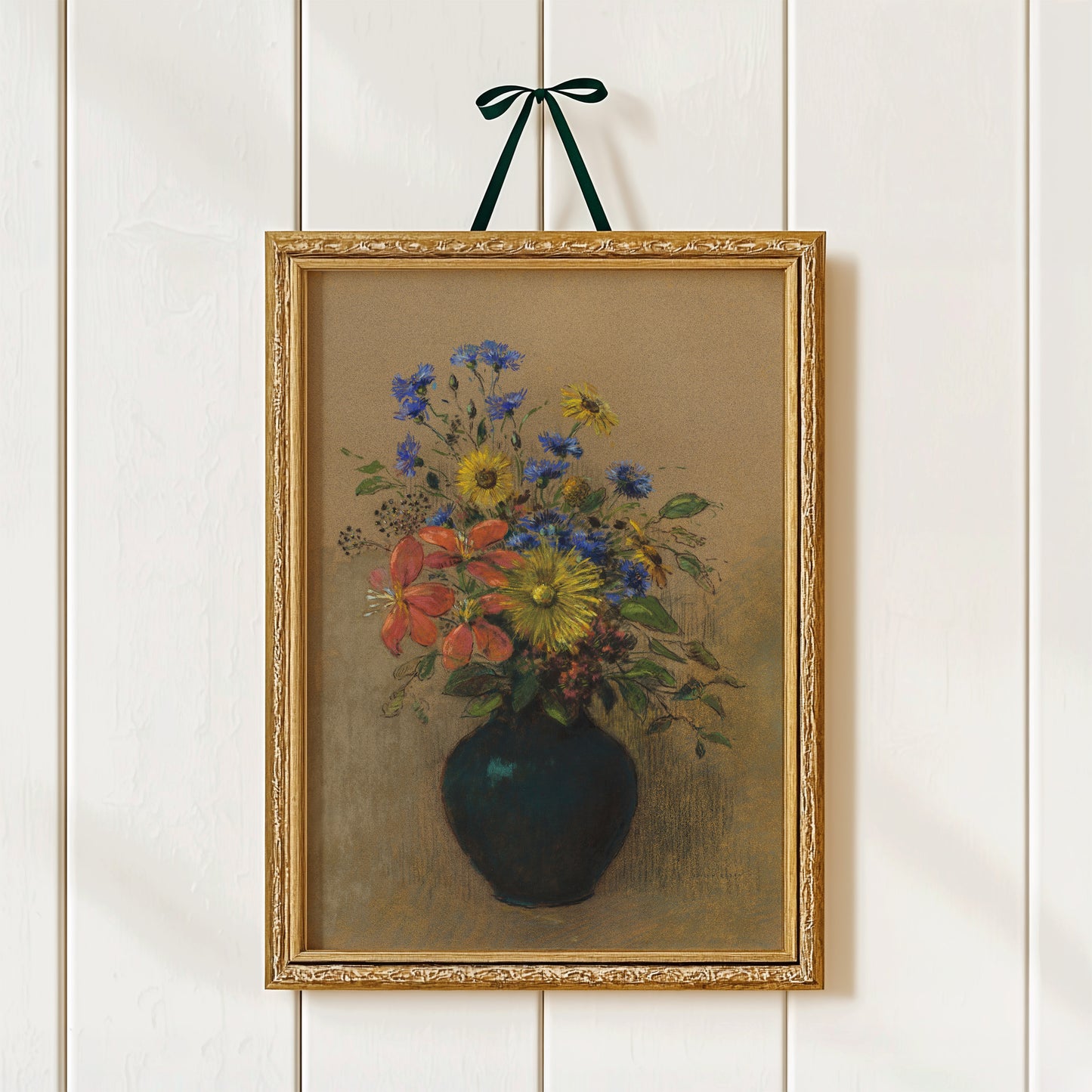 Flowers in Black Vase