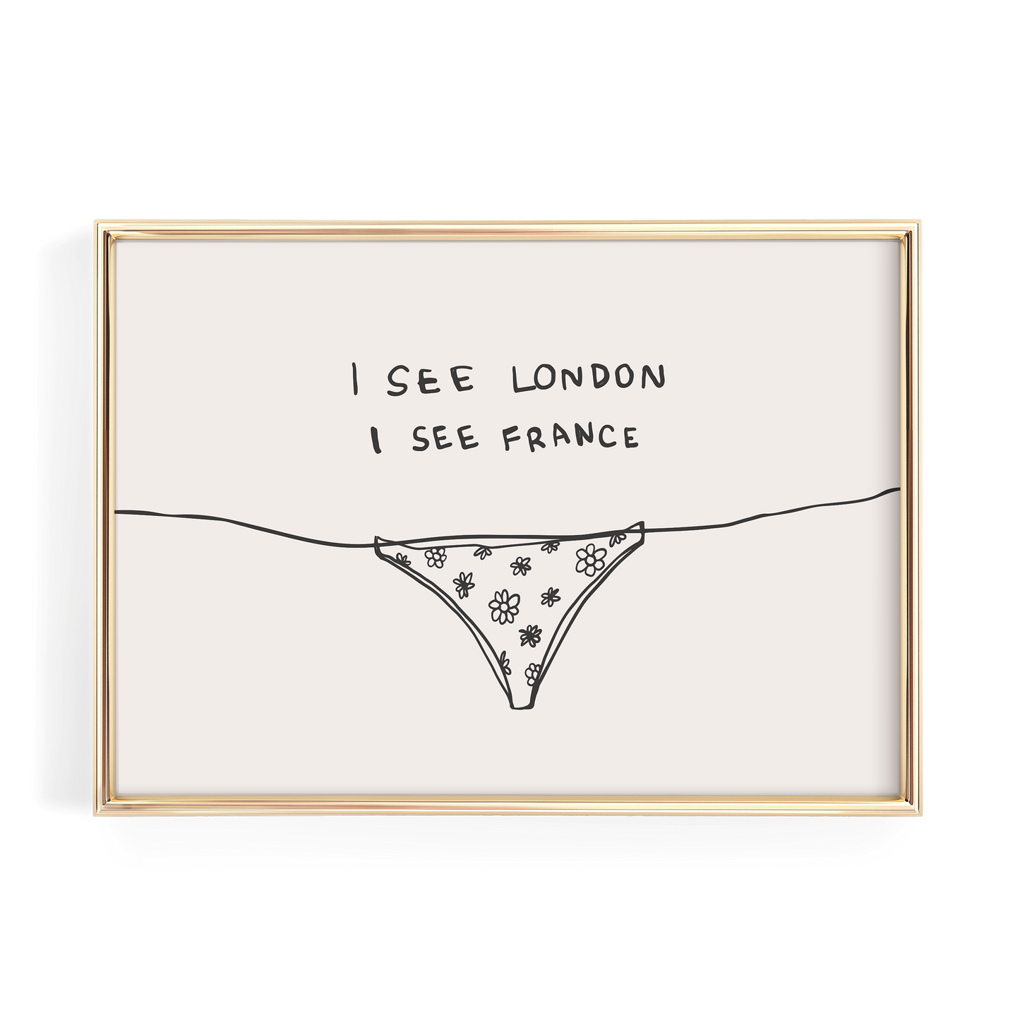 I See London I See France | Bathroom Wall Art | Modern Black & White Floral Print for Dorm Room