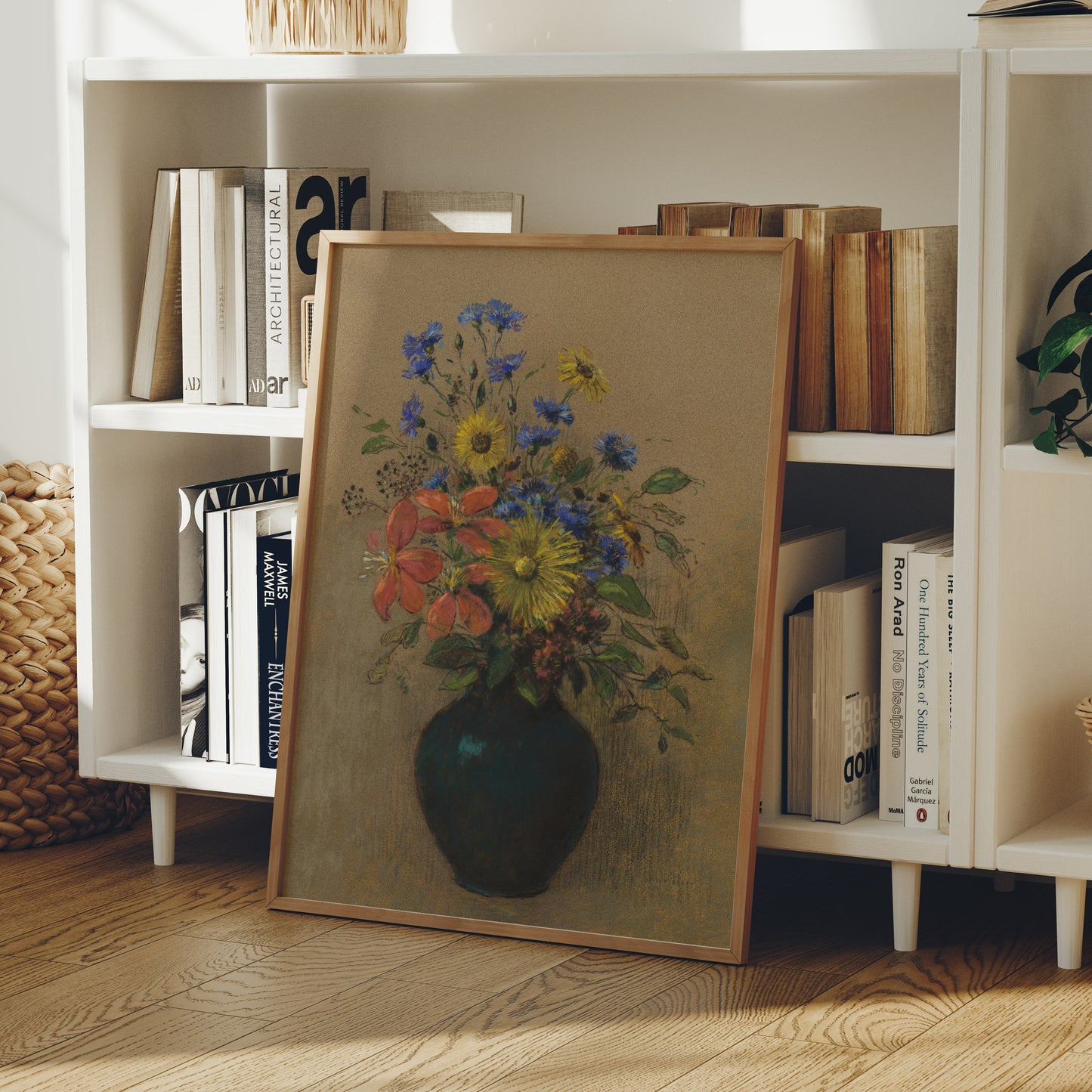 Flowers in Black Vase
