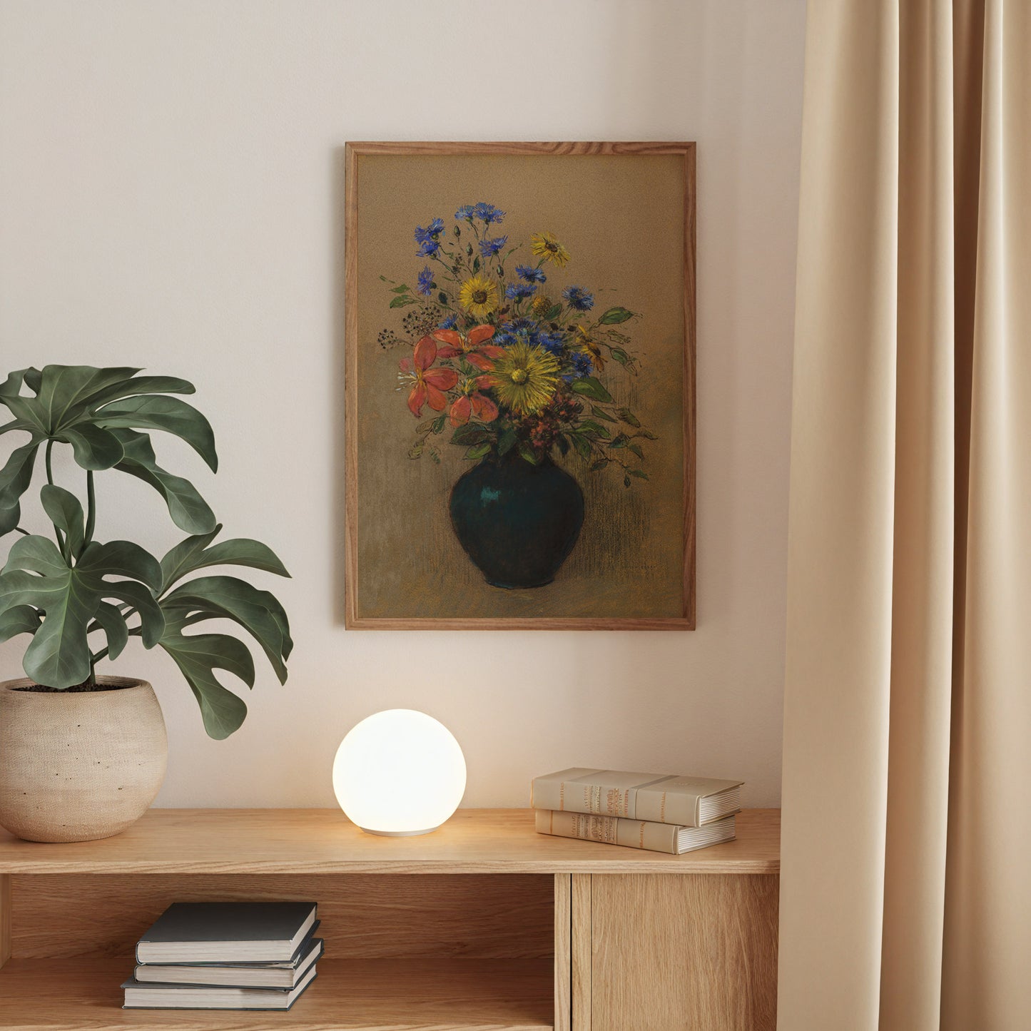 Flowers in Black Vase