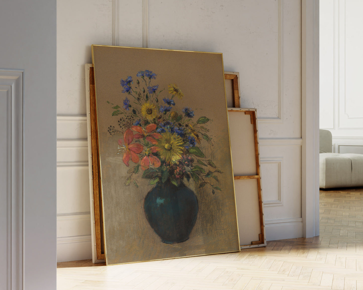 Flowers in Black Vase