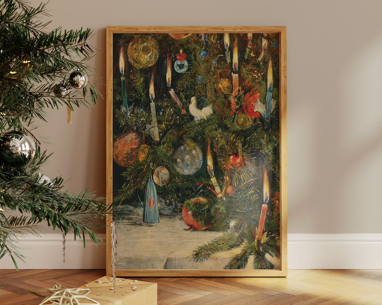 Vintage Christmas Tree Lights Painting