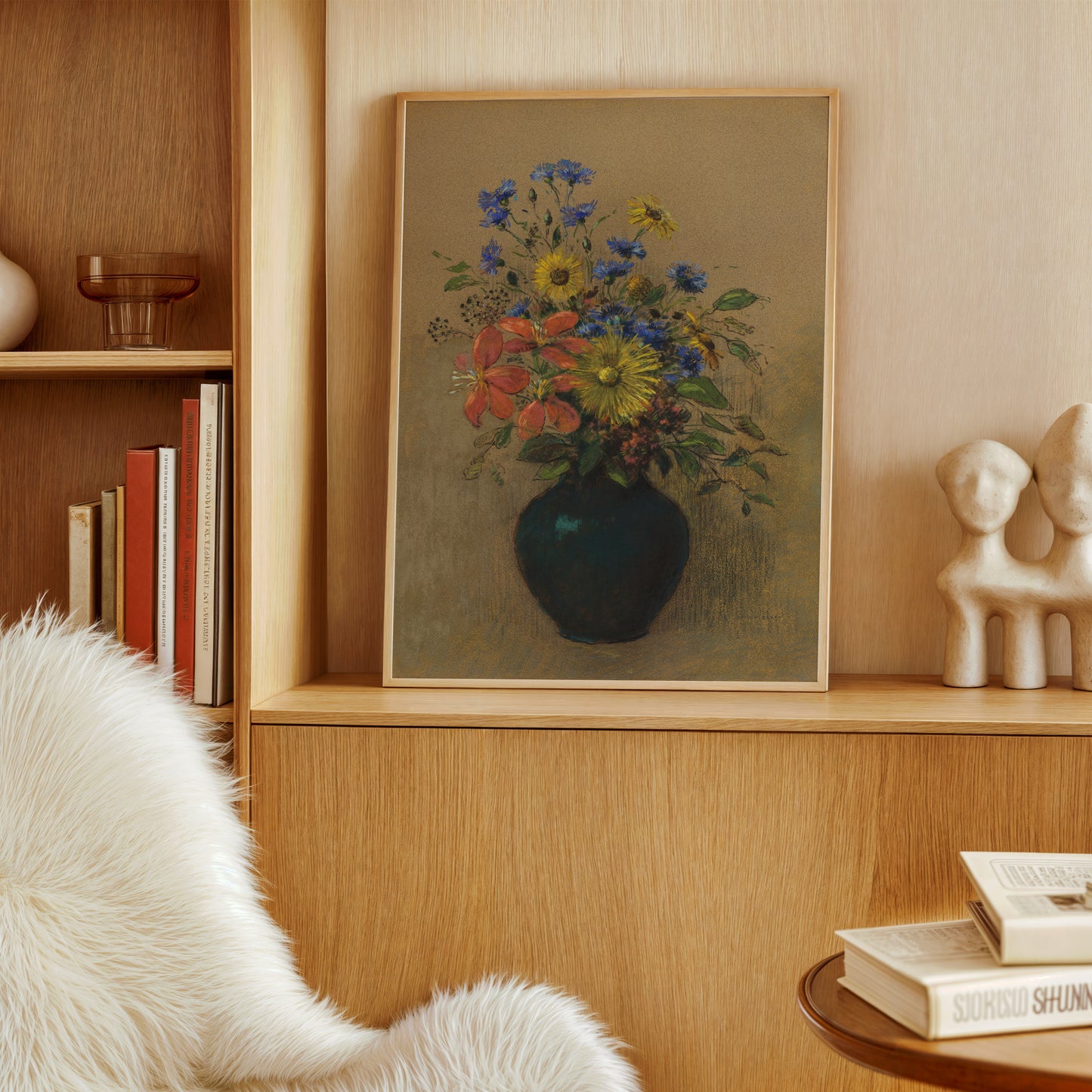 Flowers in Black Vase