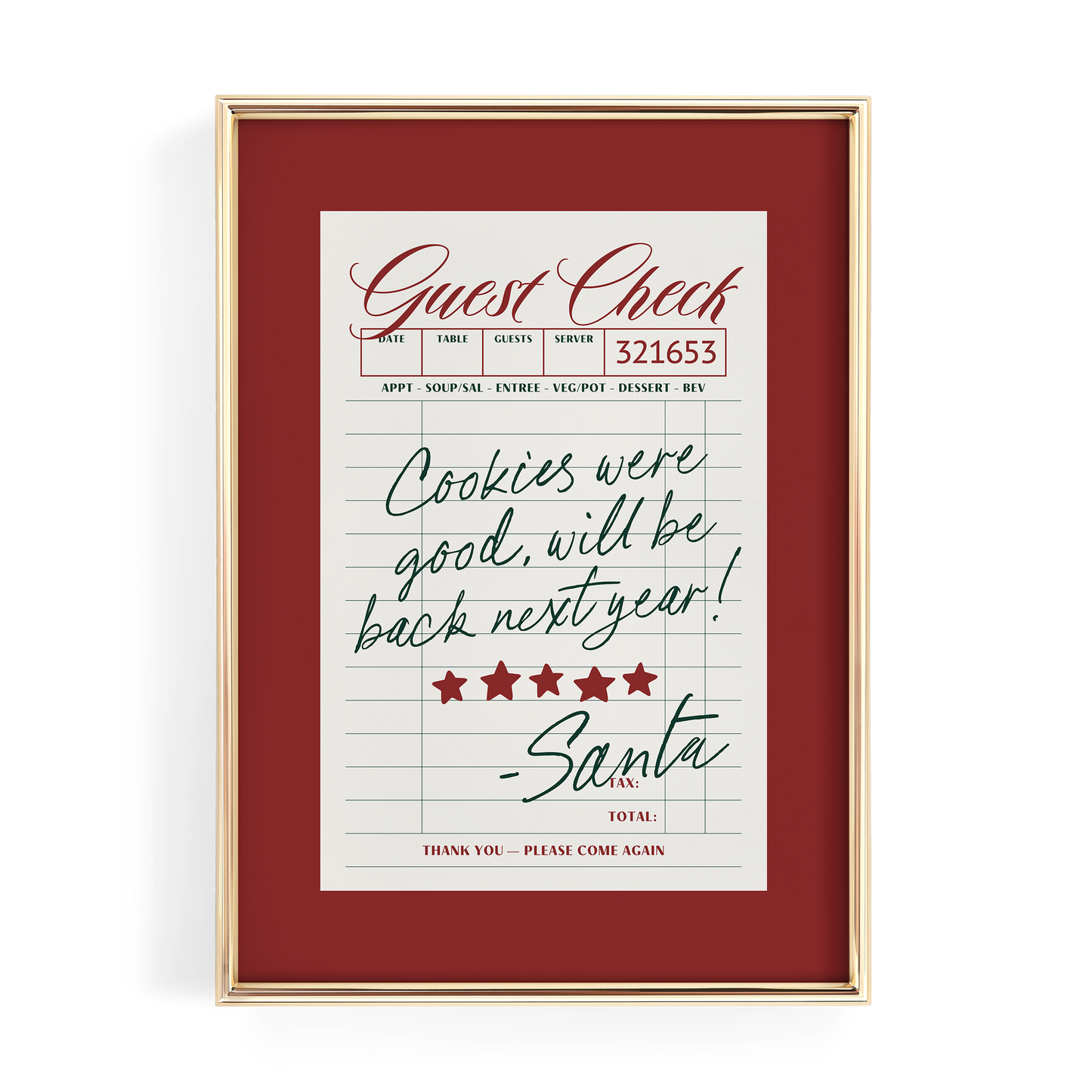 Santa Cookies Guest Check