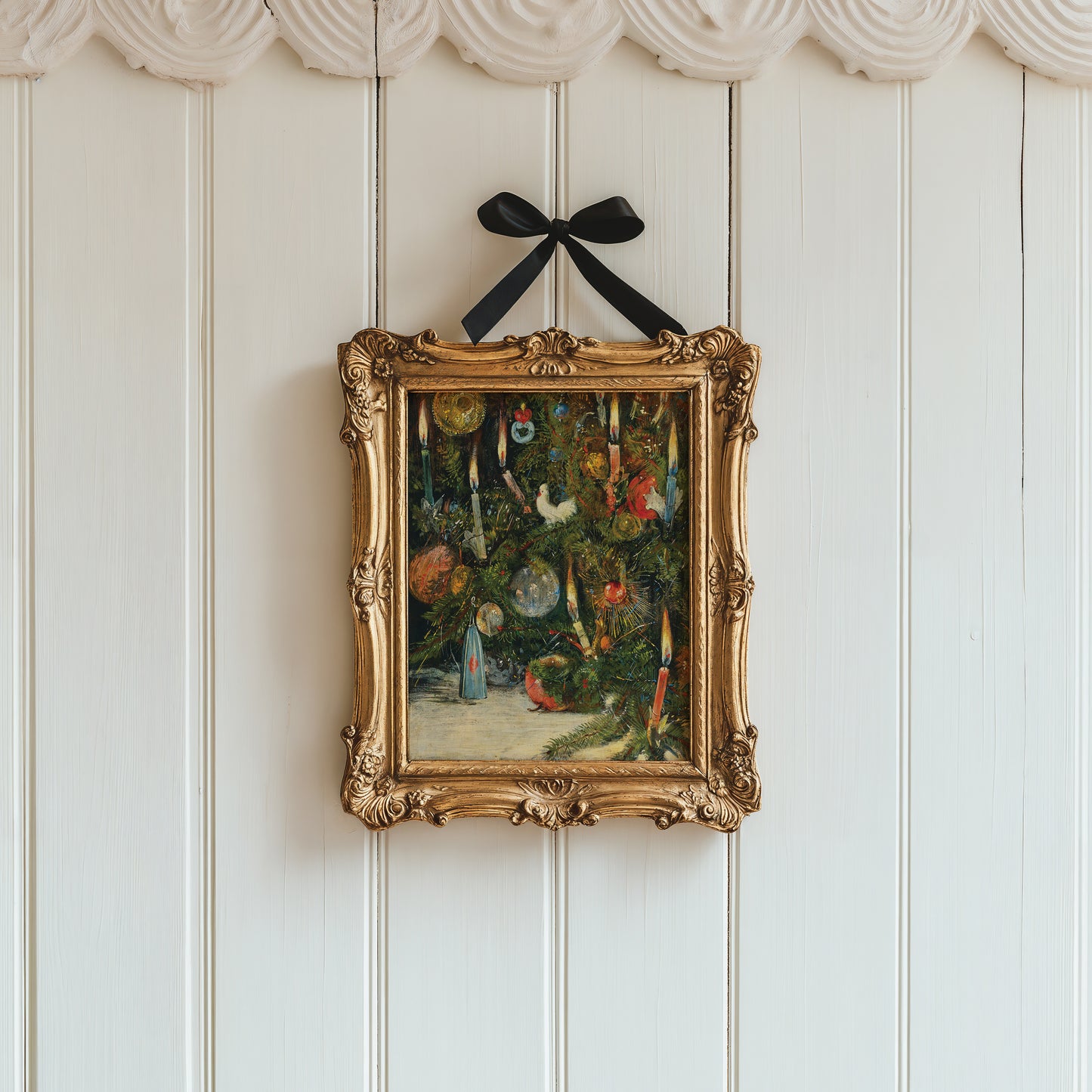 Vintage Christmas Tree Lights Painting