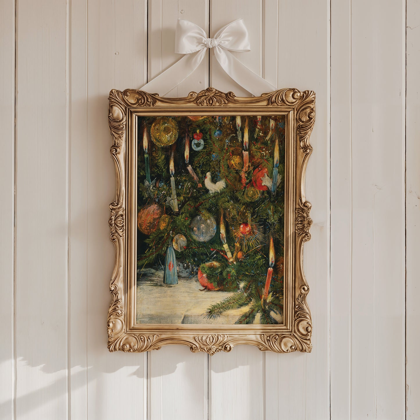 Vintage Christmas Tree Lights Painting