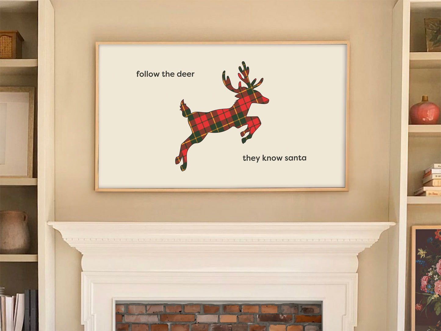 Plaid Reindeer Christmas Quote
