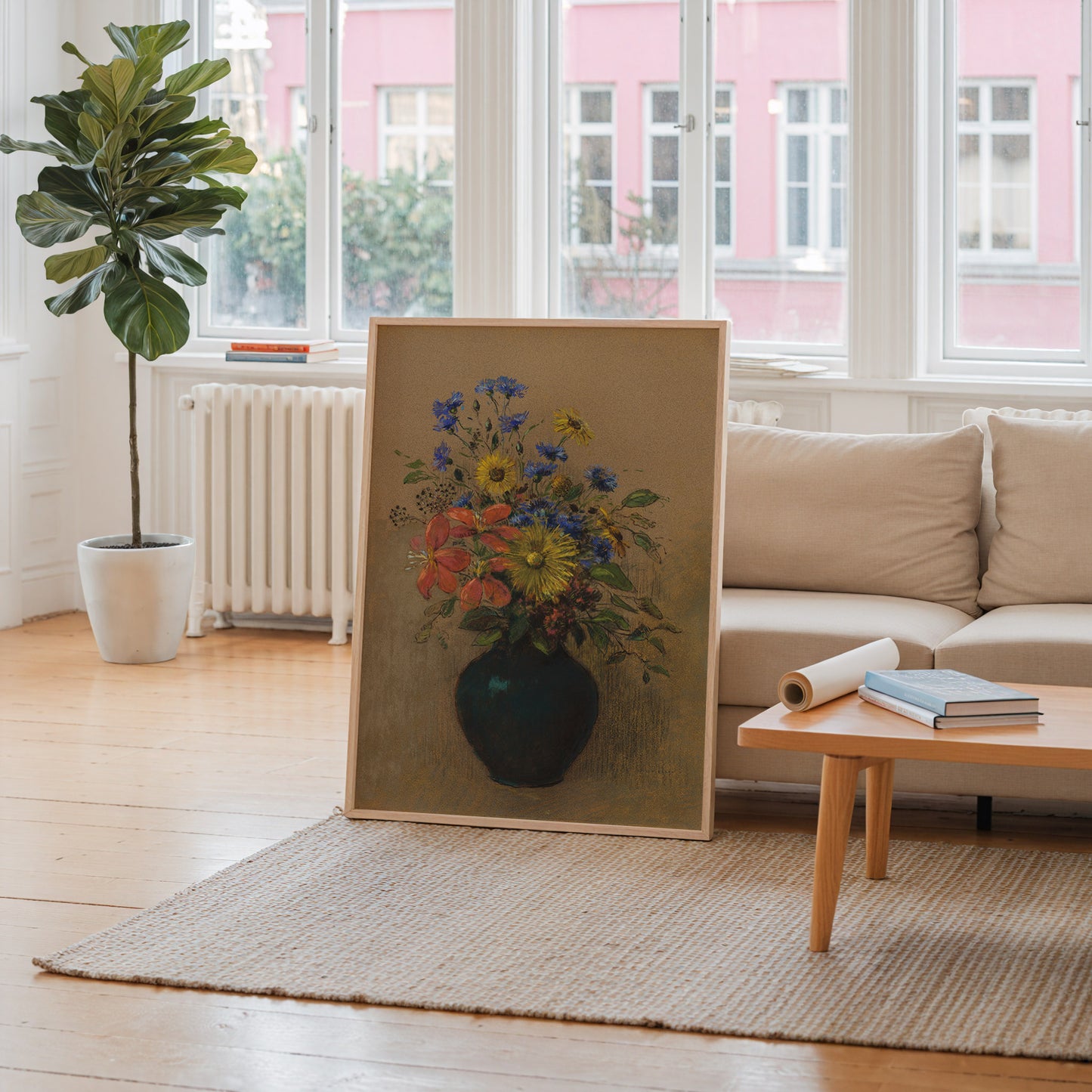 Flowers in Black Vase