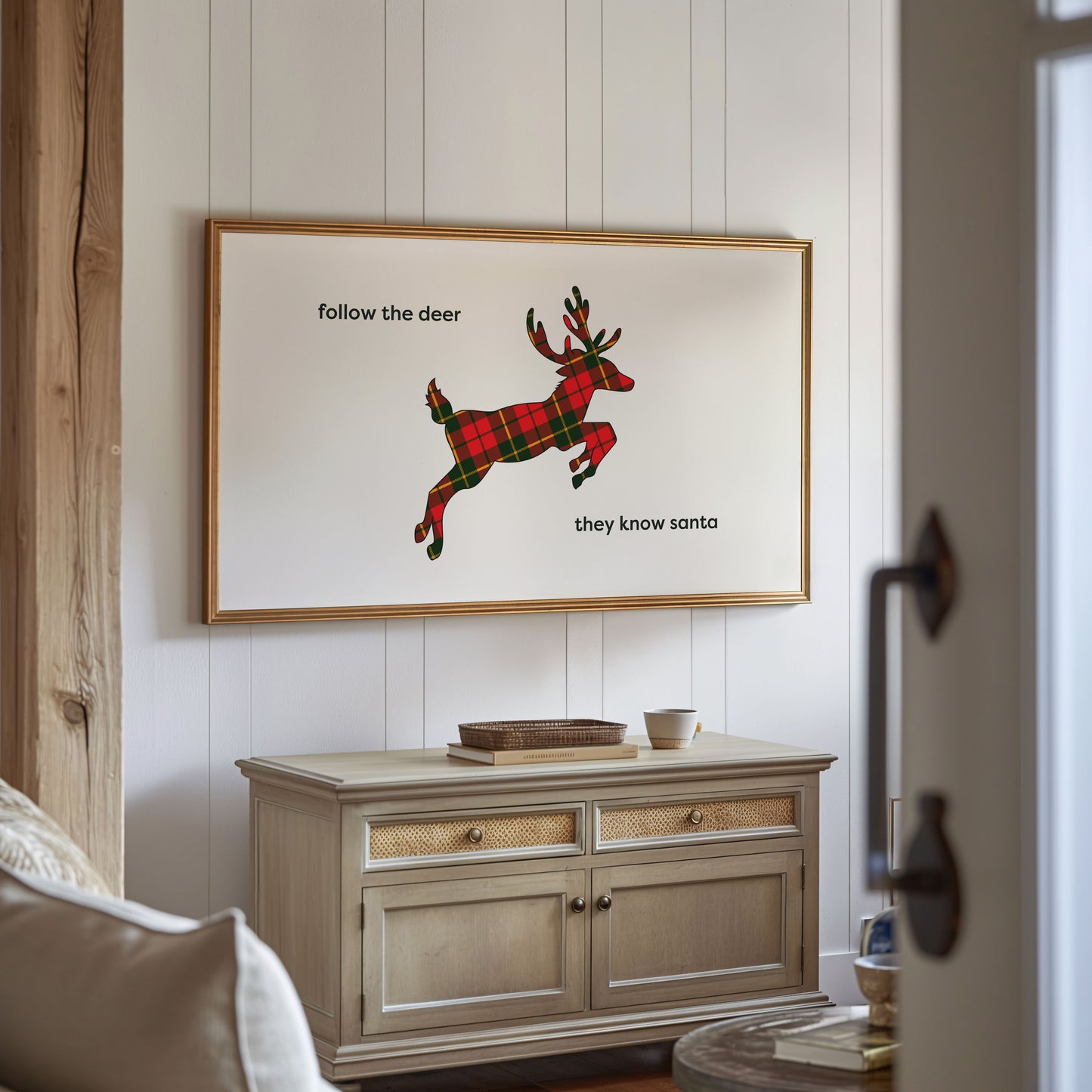 Plaid Reindeer Christmas Quote