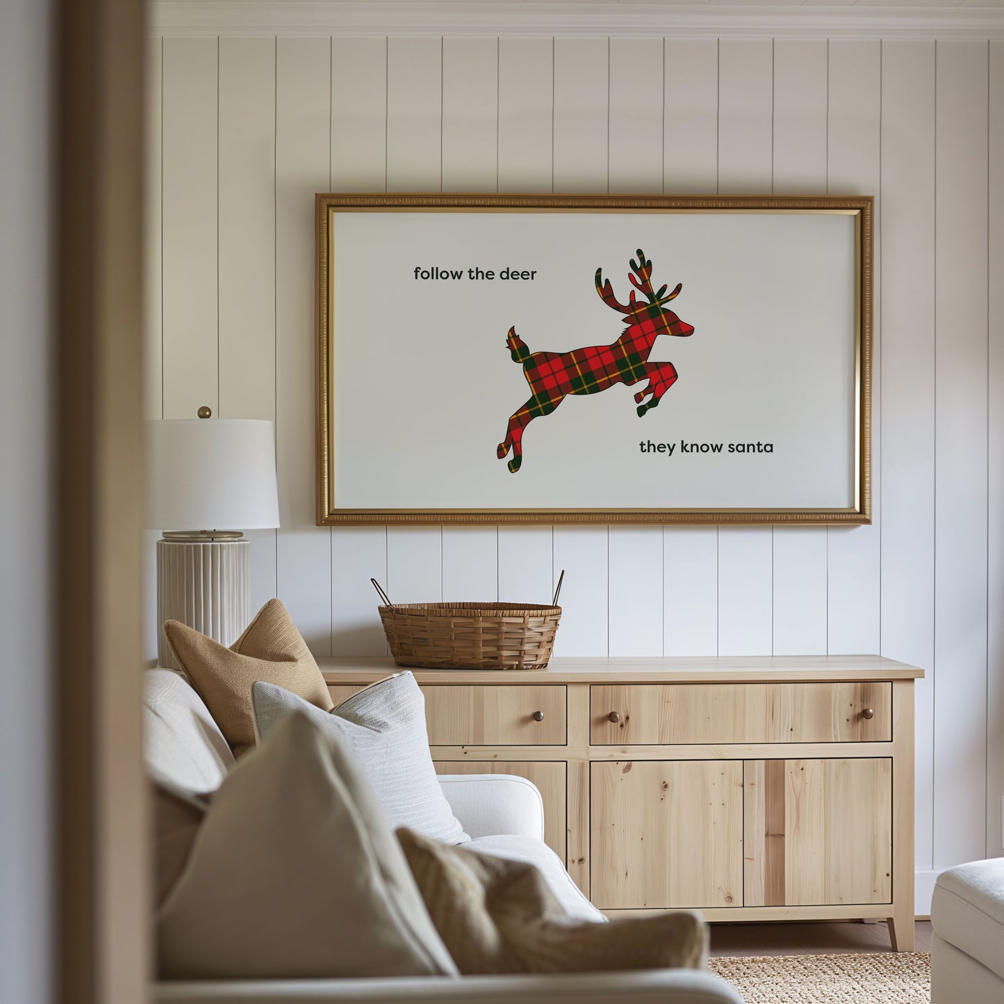 Plaid Reindeer Christmas Quote