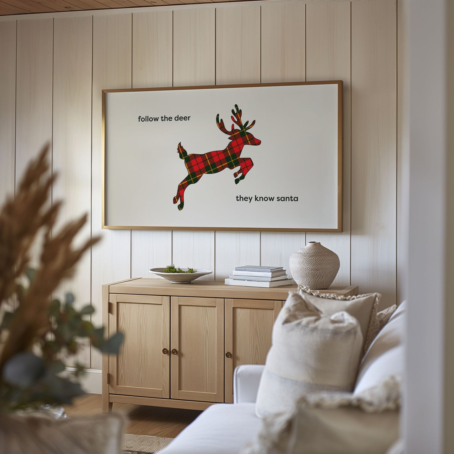 Plaid Reindeer Christmas Quote