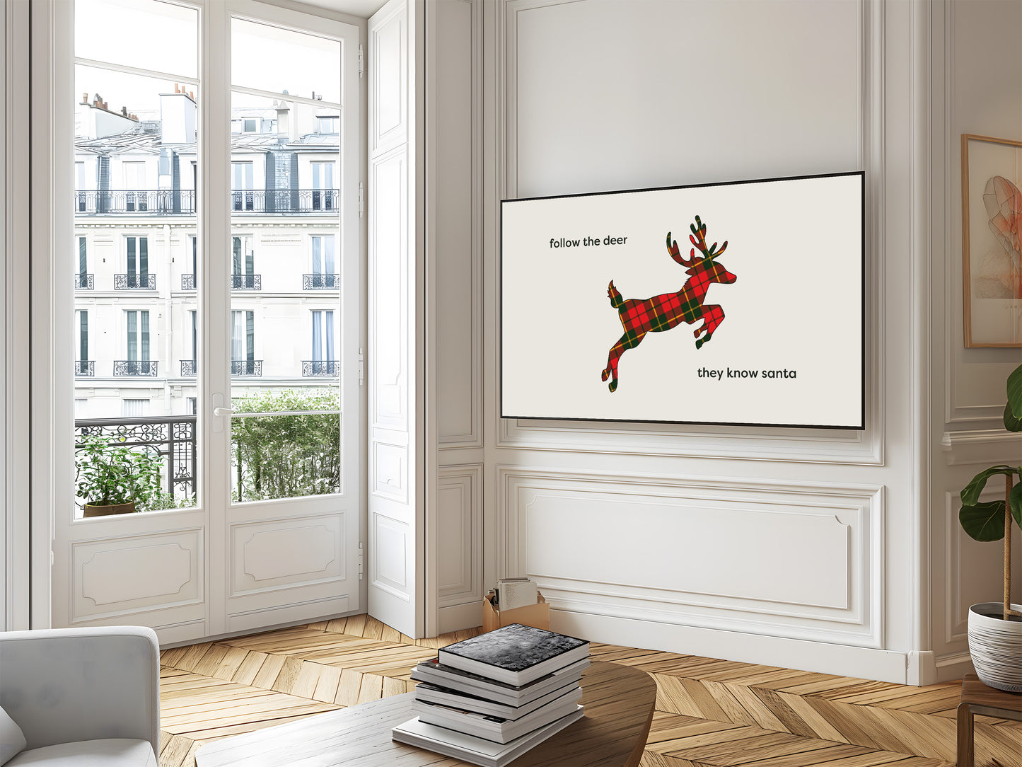 Plaid Reindeer Christmas Quote