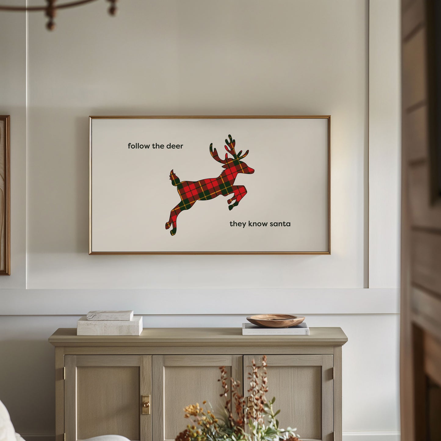 Plaid Reindeer Christmas Quote