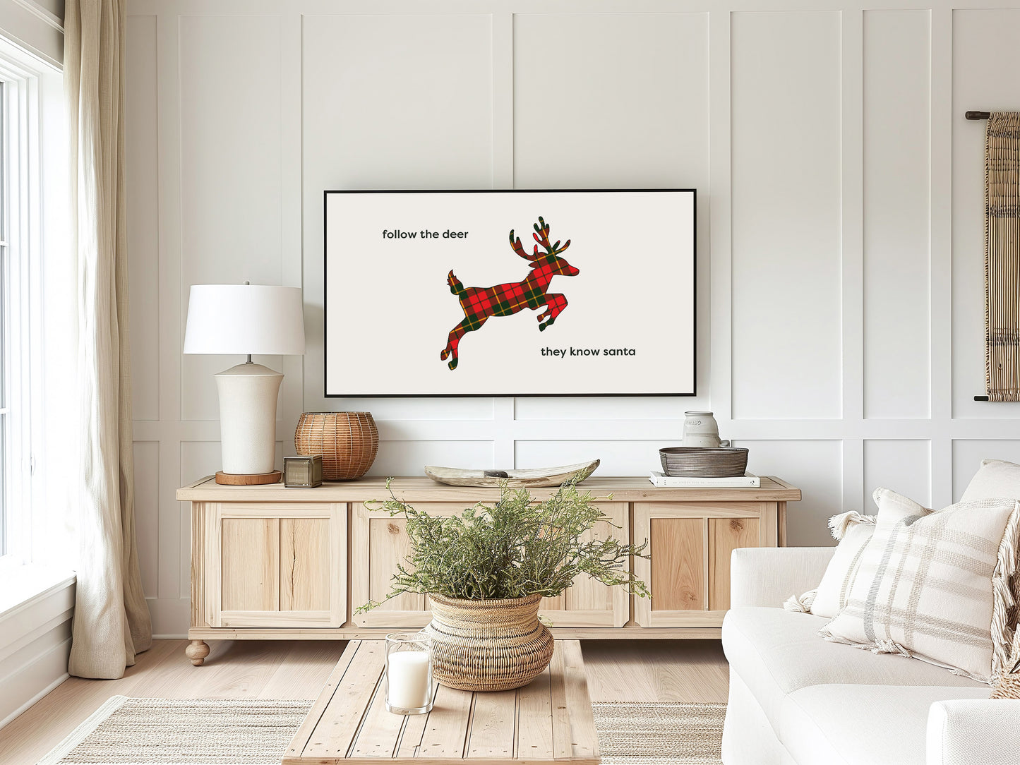 Plaid Reindeer Christmas Quote