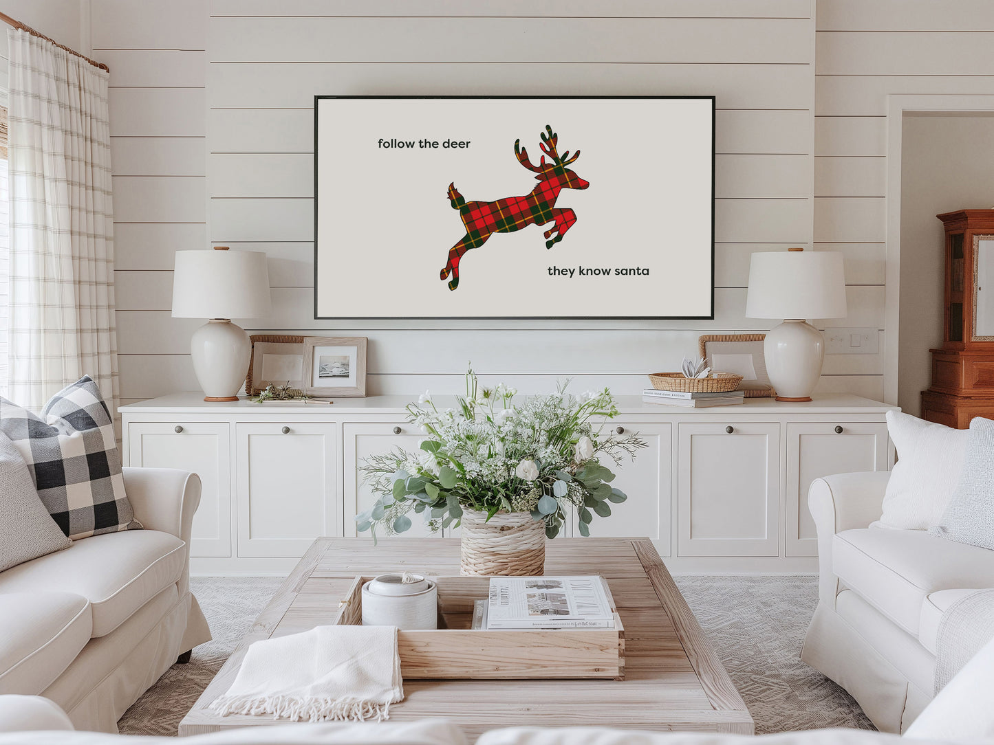 Plaid Reindeer Christmas Quote