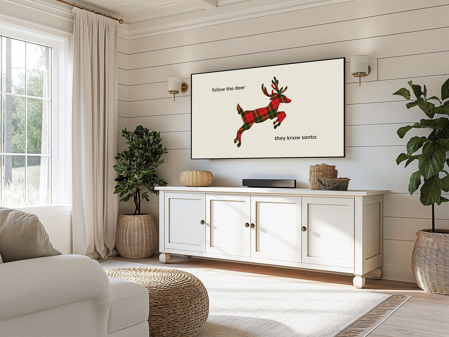 Plaid Reindeer Christmas Quote