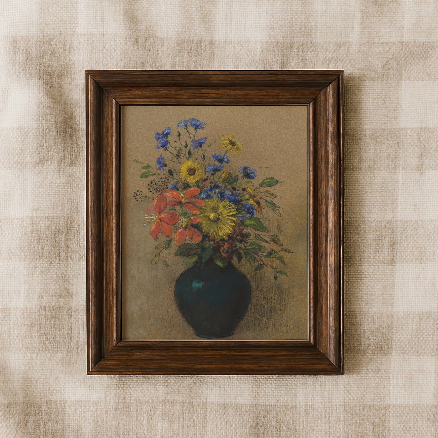 Flowers in Black Vase