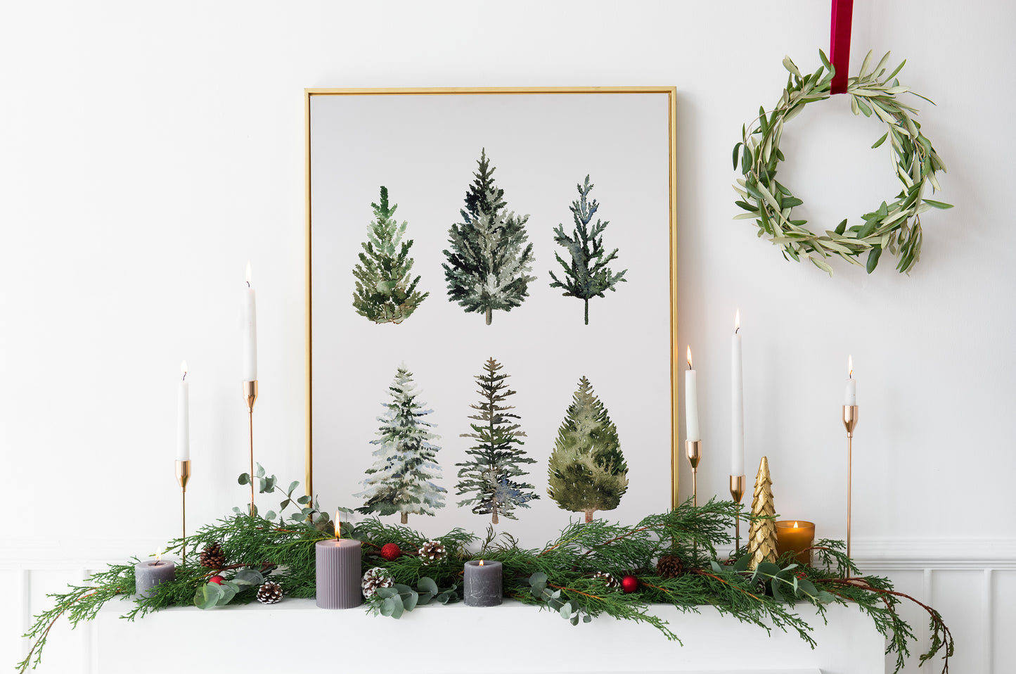 Watercolor Pine Trees