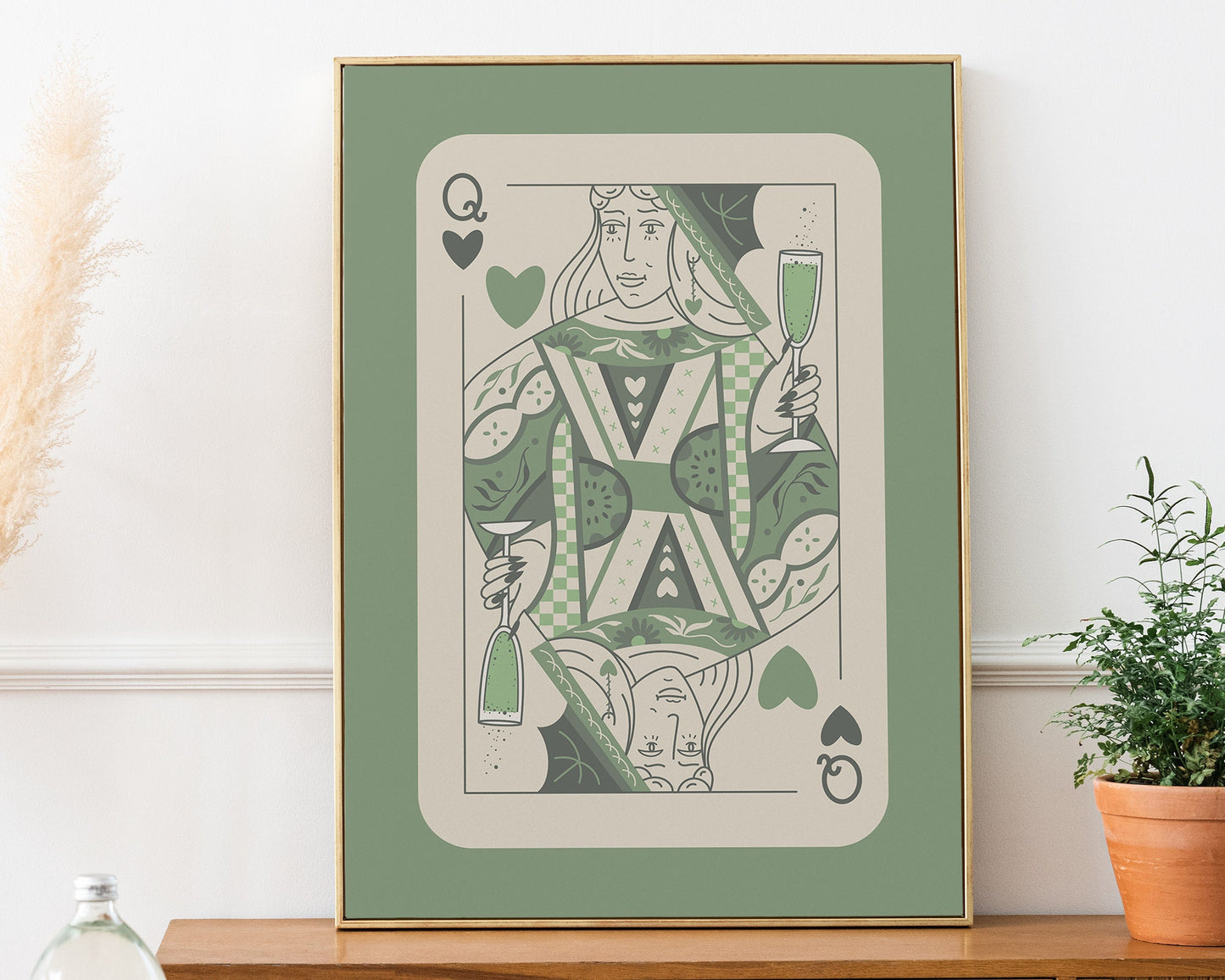 Sage Green Queen of Hearts