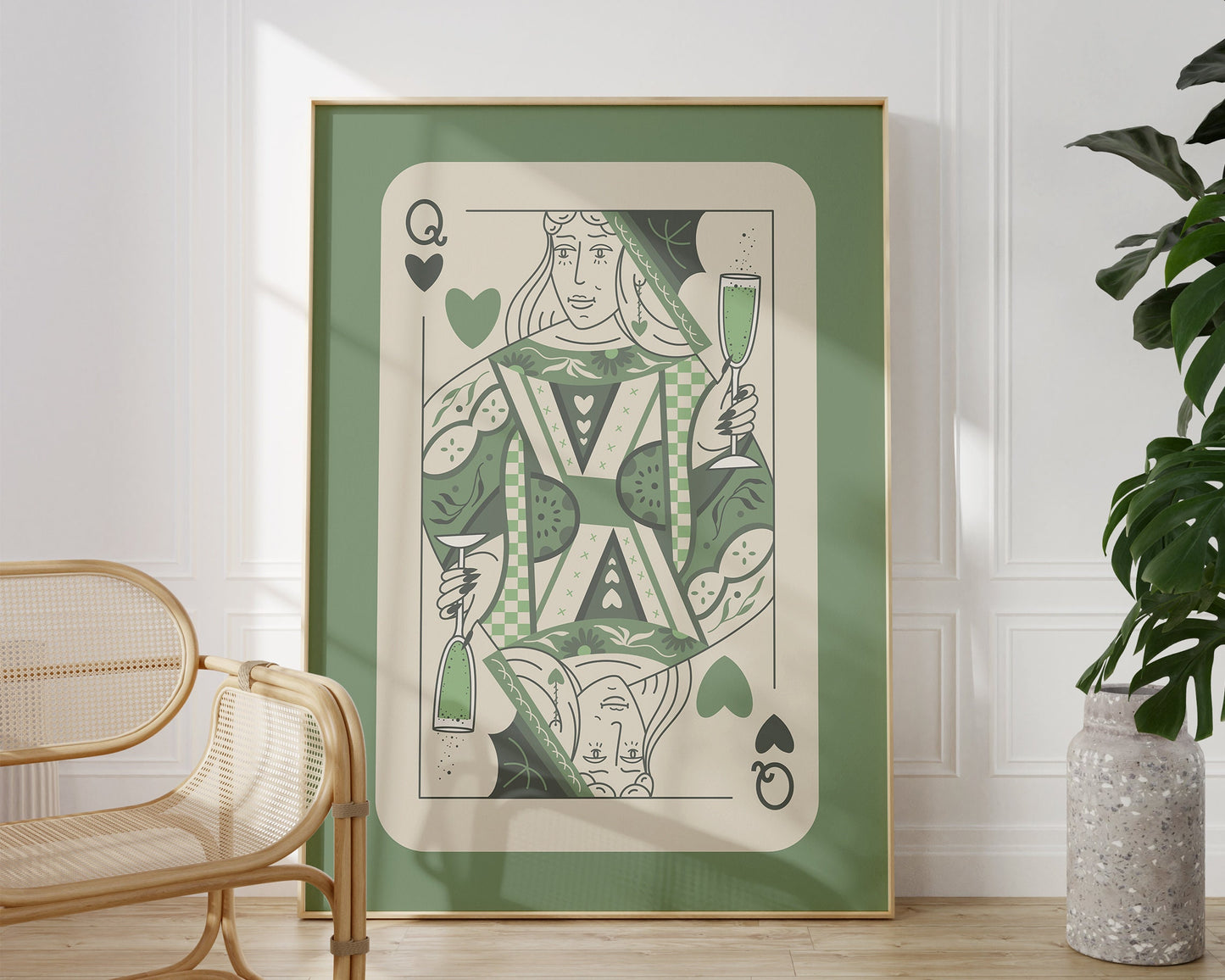 Sage Green Queen of Hearts