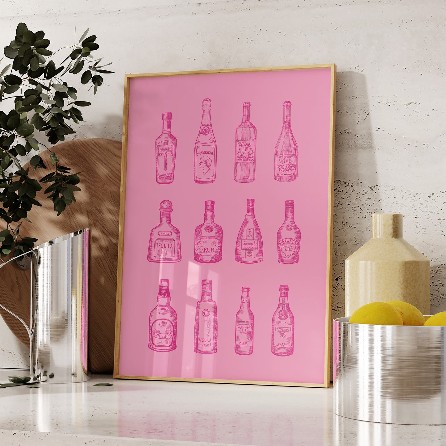 Preppy Pink Alcohol Bottles