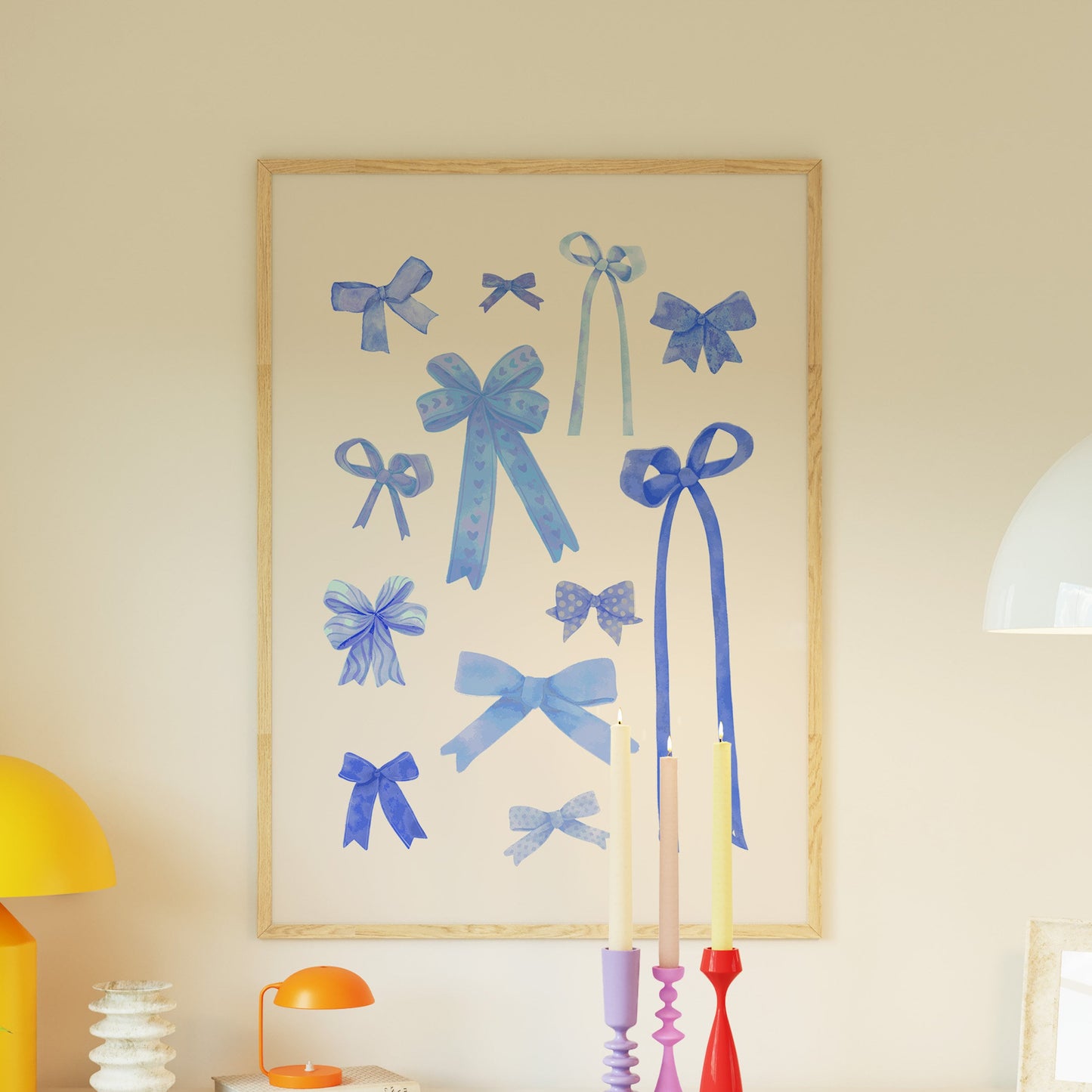 Watercolor Coquette Blue Bow Set