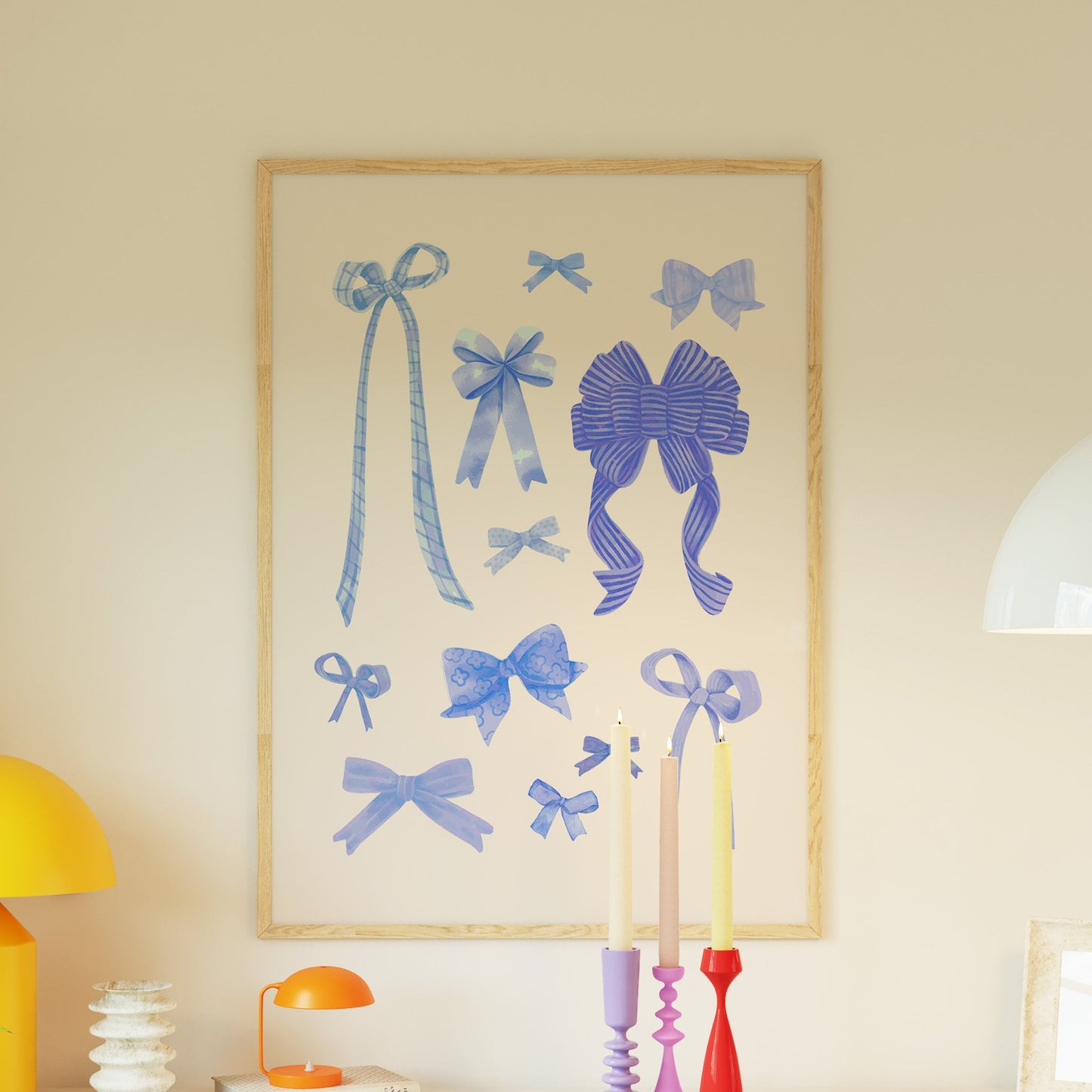 Watercolor Coquette Blue Bow Set