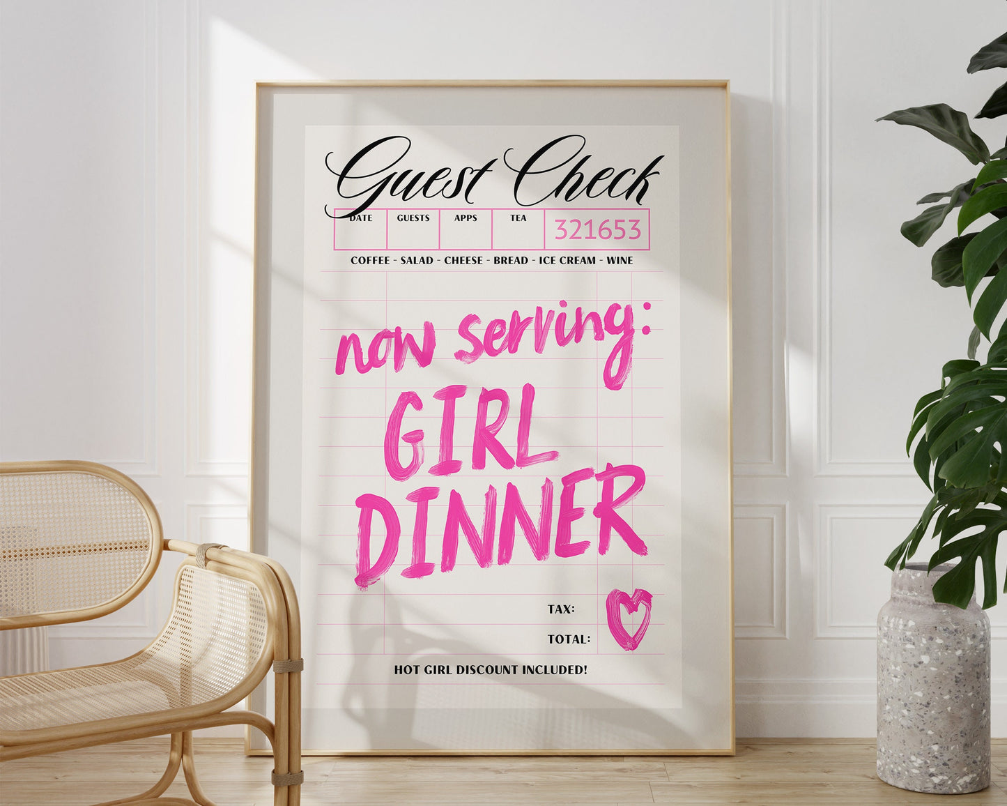Now Serving Girl Dinner Guest Check