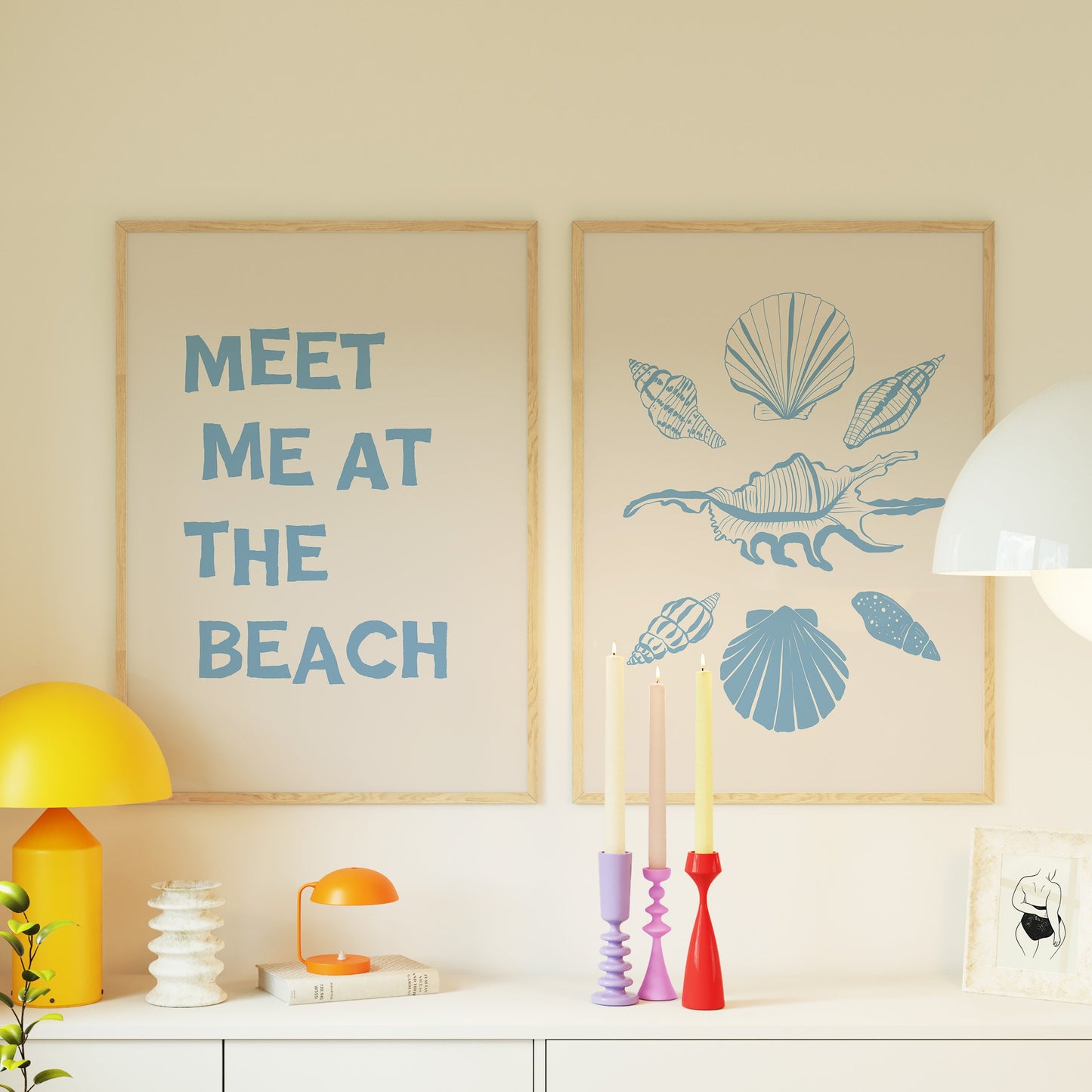 Blue Seashell Beach Print