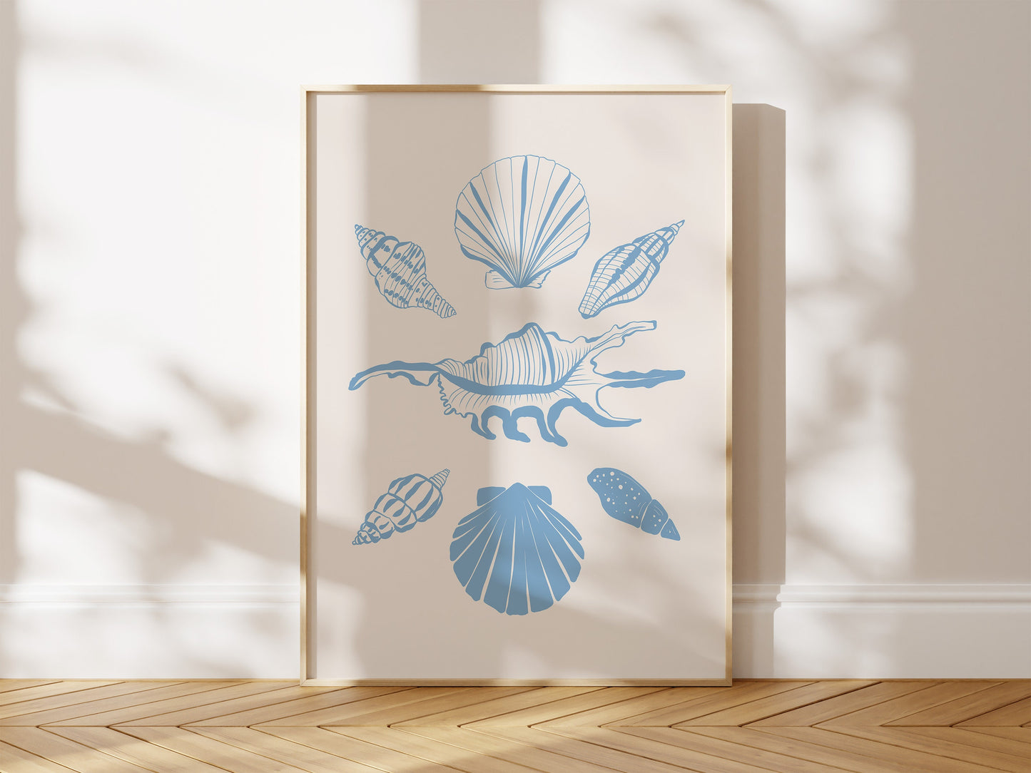 Blue Seashell Beach Print