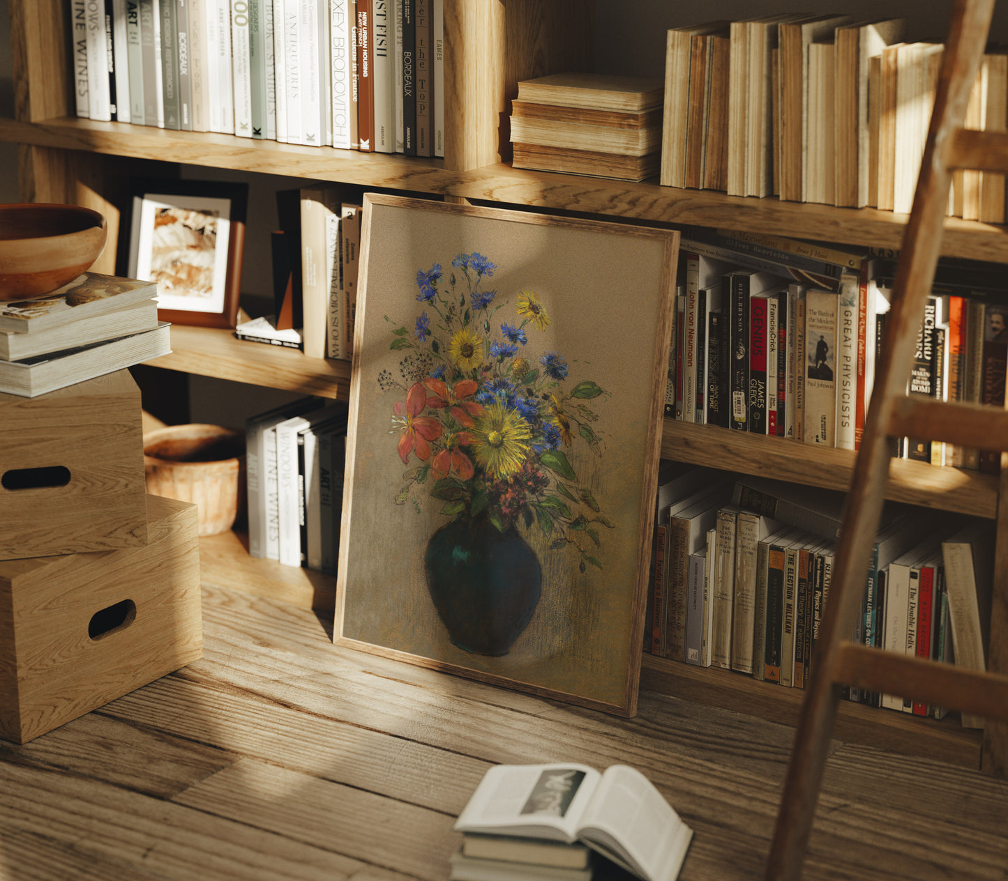 Flowers in Black Vase