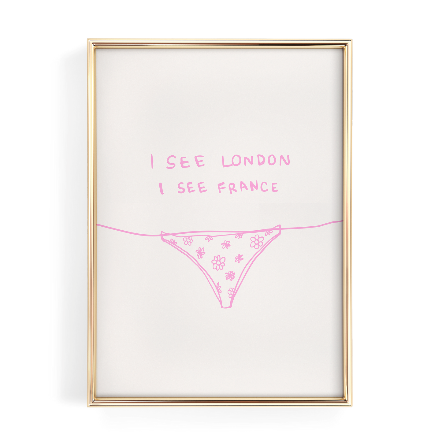 I See London I See France | Bathroom Wall Art | Pink Floral Print | Funny Bathroom Decor