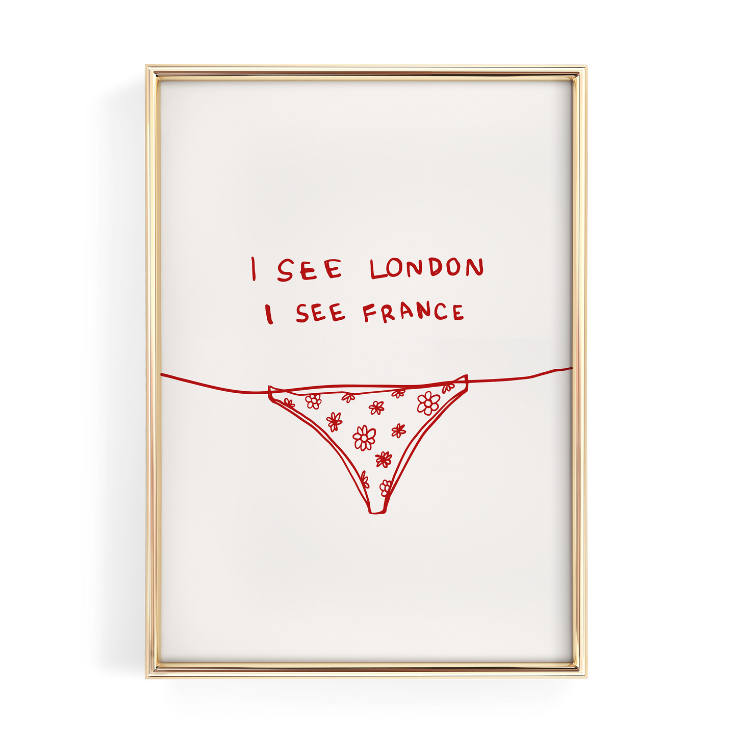 I See London I See France Red Floral Print | Bathroom Wall Art | Quirky Bathroom Decor
