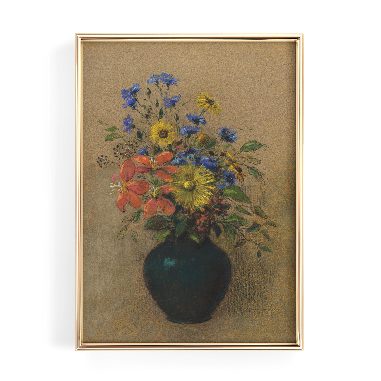 Flowers in Black Vase