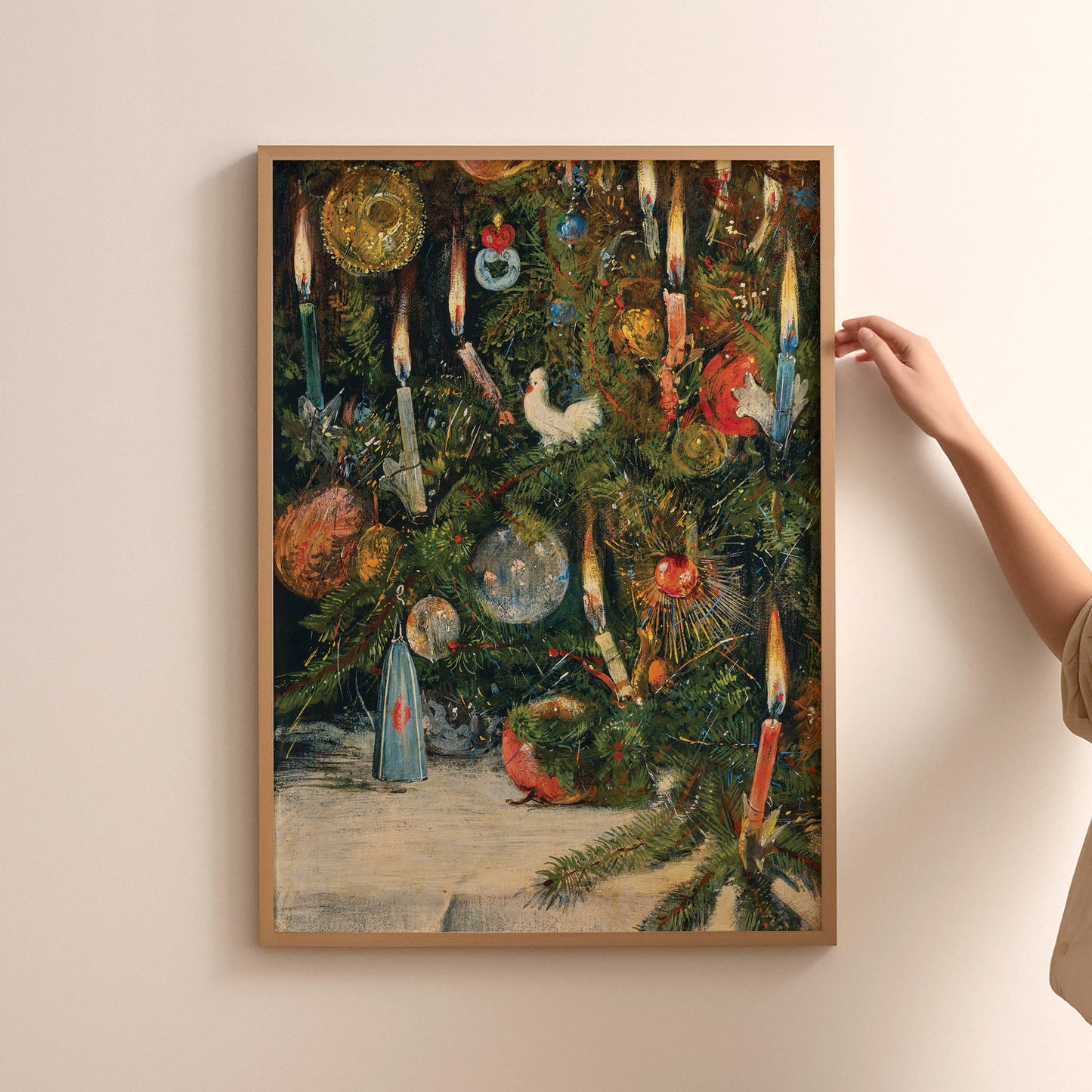 Vintage Christmas Tree Lights Painting