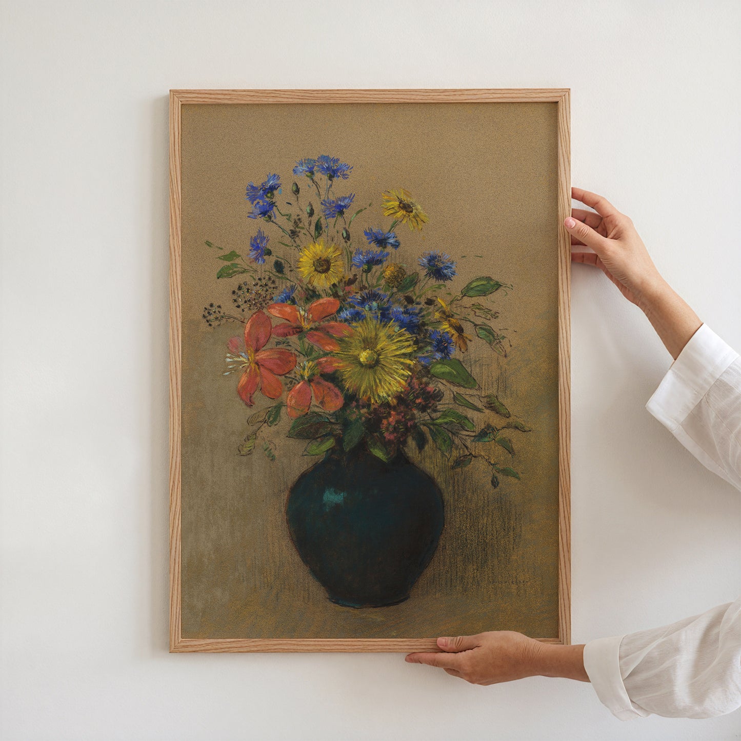 Flowers in Black Vase