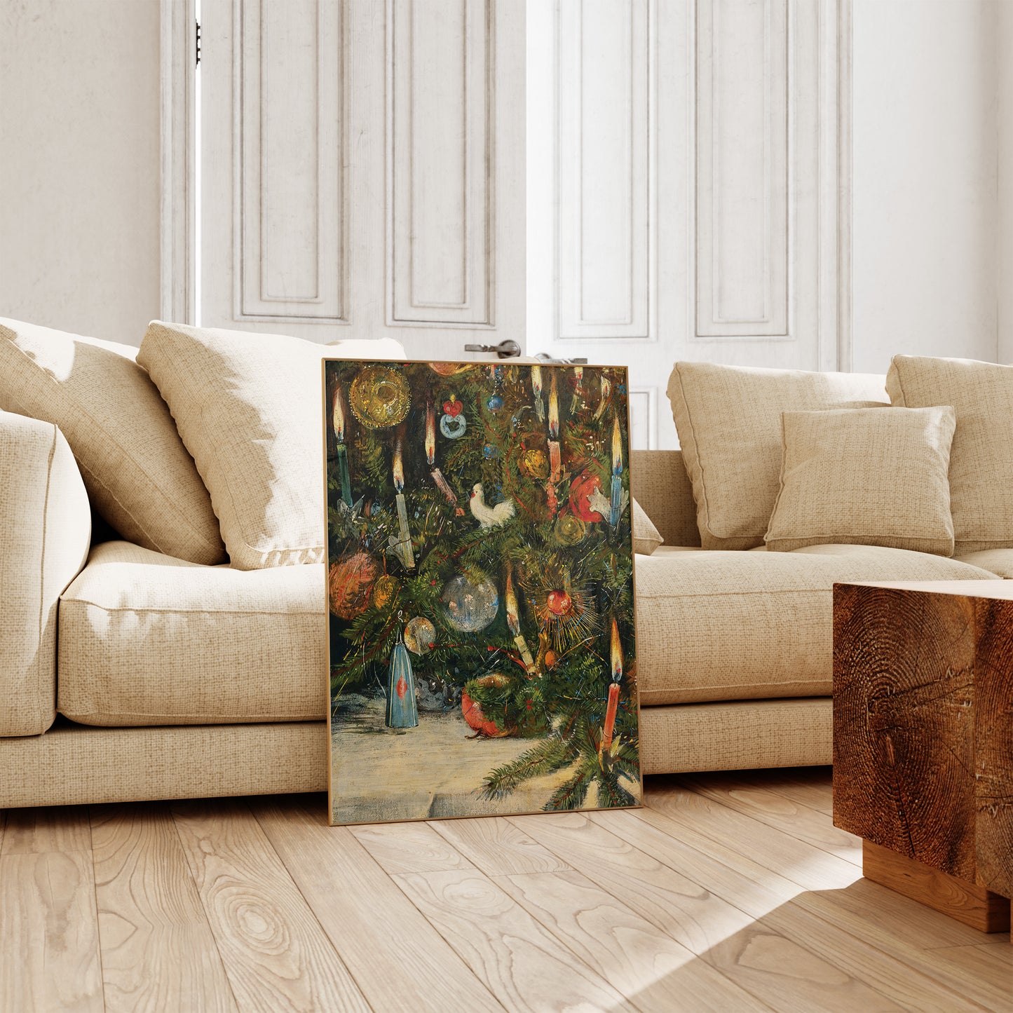 Vintage Christmas Tree Lights Painting