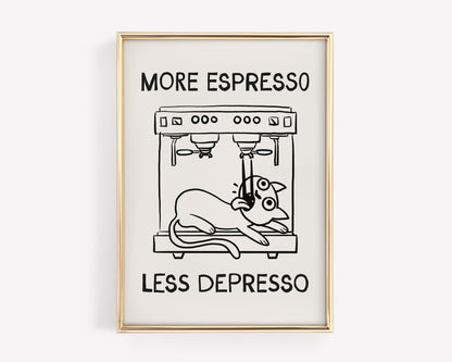 More Espresso Less Depresso Funny Cat Cafe