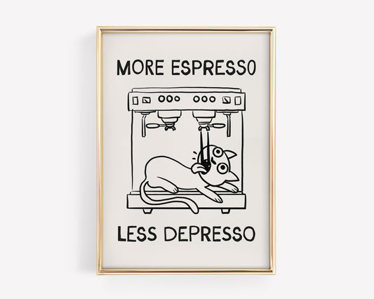 More Espresso Less Depresso Funny Cat Cafe