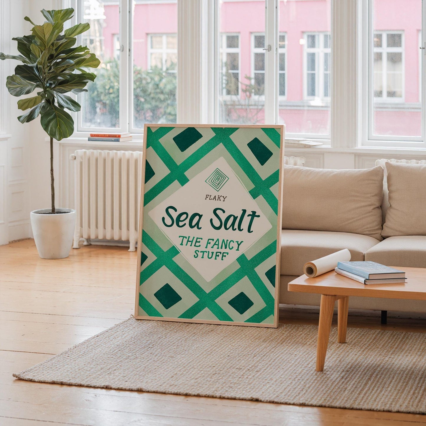 Maldon Sea Salt Print | Green Kitchen Decor | Retro Pantry Wall Art | Chef Gift