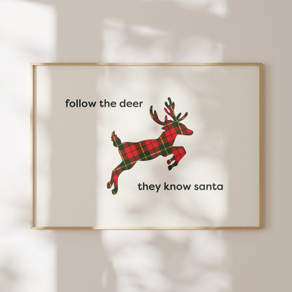 Plaid Reindeer Sign