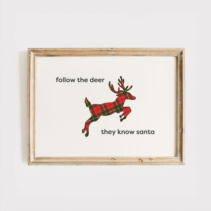 Plaid Reindeer Sign