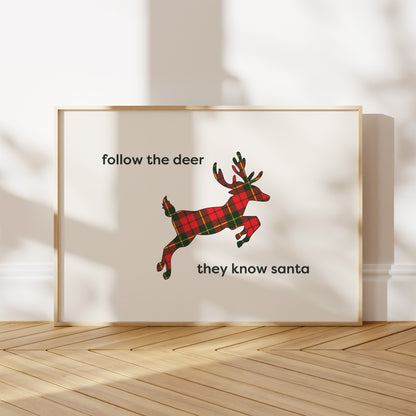 Plaid Reindeer Sign