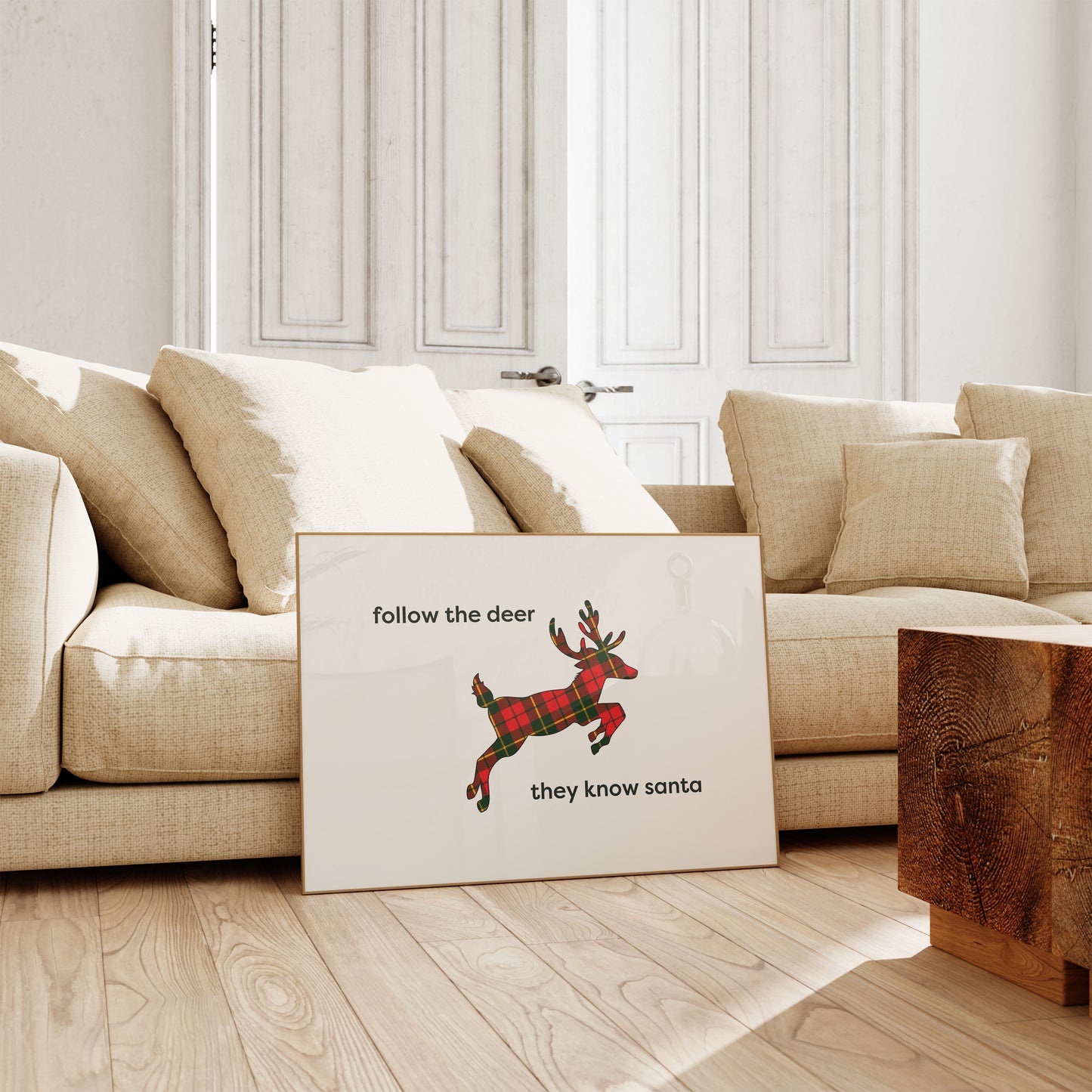 Plaid Reindeer Sign