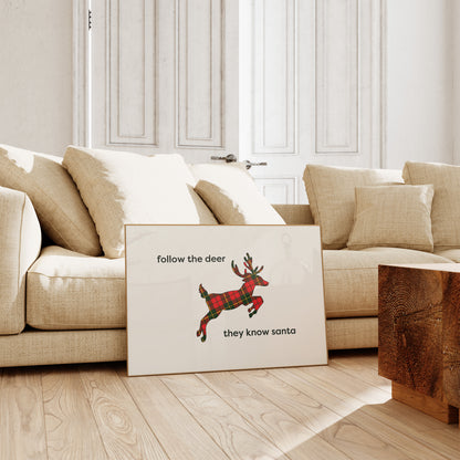 Plaid Reindeer Sign