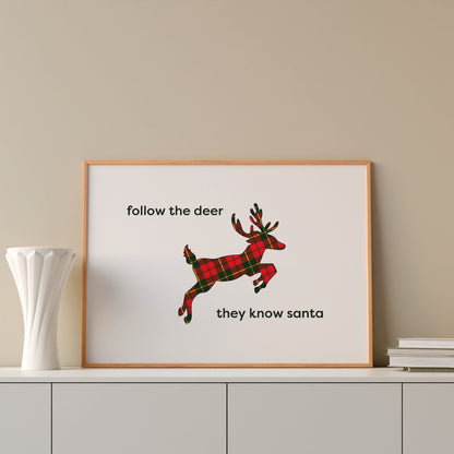 Plaid Reindeer Sign