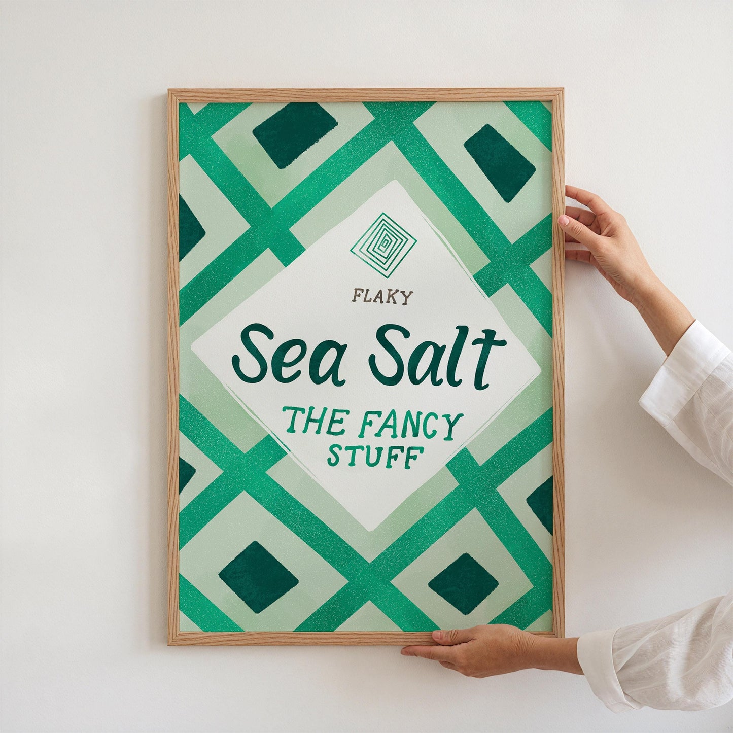 Maldon Sea Salt Print | Green Kitchen Decor | Retro Pantry Wall Art | Chef Gift