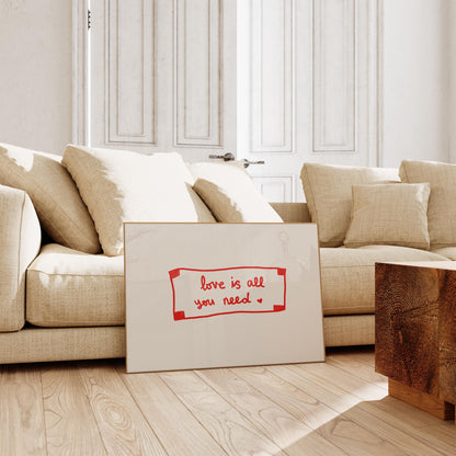 Love Is All You Need Print | Red Fortune Cookie Art | Cozy Living Room Decor